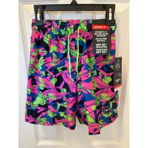 NWT Speedo Boys Standard Swim Trunk Mid Length Multi Color Size Small
